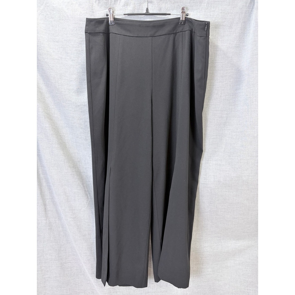 Trina Turk Black Wide Leg Side Slit Trousers High Rise Dress Pants Womens 16